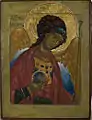 "St.Archangel Michael" témpera, hoja de oro sobre madera