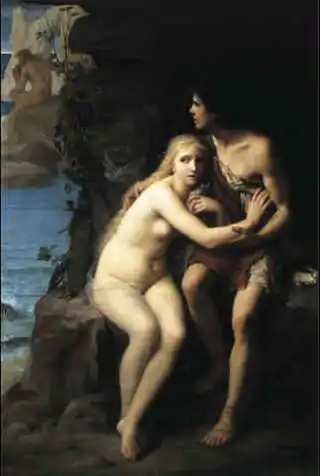 Acis y Galatea escondiéndose de Polifemo, de Édouard Zier (1877)