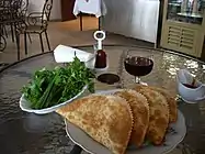 Chebureki, servido en un café en San Petersburgo, Rusia