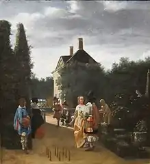 'Game of Skittles', copy of 1660-68 painting by Pieter de Hooch in the Saint Louis Art Museum