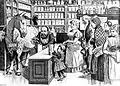 Caricatura alemana que muestra a von Behring extrayendo el suero con un toque.