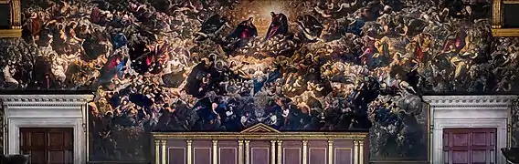 Paraíso (7 x 22 m), de Tintoretto, considerado el óleo sobre lienzo de mayor formato (salón principal del Palacio Ducal de Venecia).