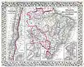 Mapa del año 1874 mostrando el límite de la forma 3 con la frontera con Argentina sobre el río Bermejo.
