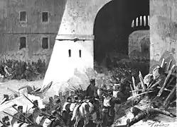 Entrada del general Martínez Campos en el castillo en 1875 durante la tercera guerra carlista