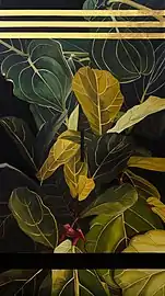 El poncho(2018), acrílico sobre lienzo y oro.