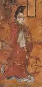 Figura masculina vistiendo la túnica Han-fu, pintura de laca, siglo V.
