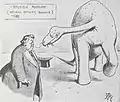 1905 (24 de mayo) Viñeta perforada de Edward Tennyson Reed de Dippy con el director del Museo de Historia Natural Ray Lankester