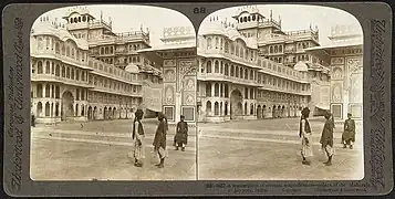 Fotografía estereoscópica del Chandra Mahal en 1903.