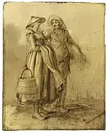 Una pareja campesina amorosa conversando (1631)