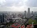 La parte norte de Downtown Core incluye las zonas Civic y Bugis. El Ayuntamiento y el Padang se pueden ver en primer plano.