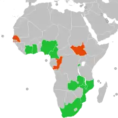      Países participantes     Países que no clasificaron.