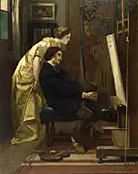 El pintor y su modelo, 1855