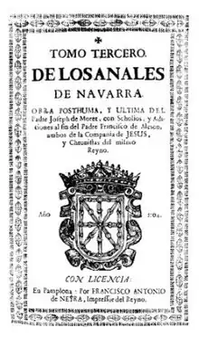 Portada del tomo III de los Anales en la que solo aparece Neira como "Impressor del Reyno"