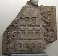 Relieve de un templo de varias plantas, siglo II, estupa de Ghantasala