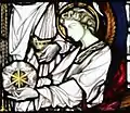 Uriel como regente de las constelaciones, detalle de la ventana oeste en la Iglesia de San Martín en el Bull Ring, Birmingham