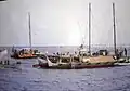 Llegada de los pirigs Hòkūle'a y Alingano Maisu a Satawal en Micronesia