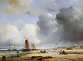 Vista de una playa con barcos, de Ary Pleysier (ca. 1842-1859).