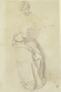 Autorretrato de cuerpo entero con una tabla de dibujo,28 de abril de 1843, Instituto de arte Städel (Fráncfort del Meno)