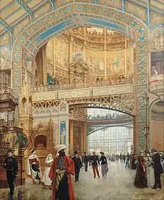 Domo central de la Galería de las Máquinas durante la Exposición Universal de París de 1889, por Louis Béroud