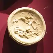 Emblema con Endimión y Selene Mediterráneo, alrededor de los siglos I-II. Yeso.