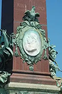 Medallón de mármol blanco con la efigie de Jules Anspach de Paul De Vigne