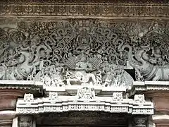 Escultura de esteatita en el templo de Hoysala en Belur, India.