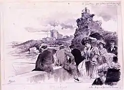 Pescadores de caña. Biarritz, 8 de octubre de 1905, aguada y lápiz s. papel, RABASF