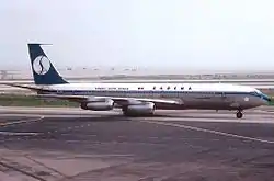 Boeing 707 de Sabena en el aeropuerto int. de Niza-Costa Azul (1980)
