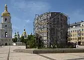 Monumento protegido de los bombardeos rusos. Julio 2022
