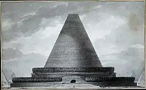Cénotaphe égyptien. Grabado de Boullée, 1786.