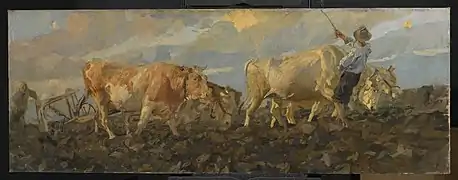 Bueyes arando, ca. 1911