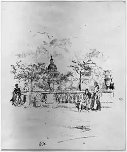Vista de una terraza de Luxemburgo, hacia 1893, litografía, Museo de Brooklyn, Brooklyn