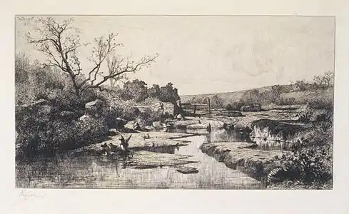 The Source of the Albarine , (1870), aguafuerte, Nueva York, Museo de Brooklyn .
