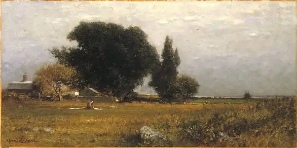 Árboles y prados (circa 1885) óleo sobre lienzo, 30,3 x 60,6 cm (11,9 x 23,8 pulgadas), Museo de Brooklyn, Nueva York