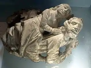 Escultura de piedra, abadía de Cadouin, Francia, siglo XII.