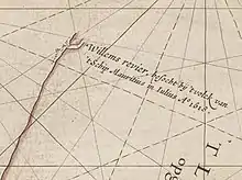 Caert van't Landt van d'Eendracht (detail showing Willem River) - Chart by Hessel Gerritsz, also written "Hessel Gerritszoon".