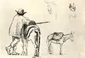 Ariero, asno y niño. 1853. Dibujo tinta grafito sobre papel. 18 x 27 cm.
