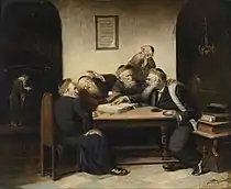 Trágicomico es el efecto que produce Una controversia cualquiera a partir del Talmud, donde Schleicher ha retratado las diferentes actitudes de los talmudistas: convicción y asertividad, oposición y rechazo, atención y asombro.