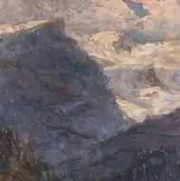 Carlo Bazzi, "Paesaggio Champoluc pomeriggio"", - Valle d'Aosta named "Il Rosa", oil on canvas, Artistic heritage Collection Banca Intesa Sanpaolo
