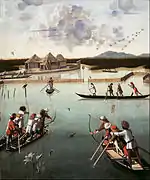 Cazando en la laguna, de Vittore Carpaccio, 1490-1495.