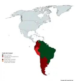      Estados miembros       Estado con participación suspendida       Estados que abandonaron