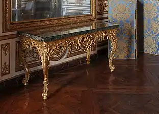 Mesa consola de mármol, gabinete del Consejo, Palacio de Versalles