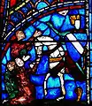 Vitral de la Vida de la Virgen. Un caballero porta el blasón de la familia de Champagne, probablemente, Thibaud VI, conde de Chartres.
