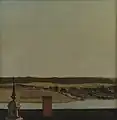 Cumbrera del tejado del castillo de Frederiksborg, con vista del lago, ciudad y bosque, de Christen Købke, 1833.