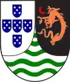 Segundo escudo de armas de Macao portugués, a finales del siglo XIX hasta 1935.