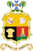 Escudo de armas oficial de Queensland desde finales de 1893 hasta 1902, y nuevamente desde 1953 hasta 1977.