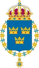 Escudo de Armas Menores con el collar de la Orden de los Serafines.