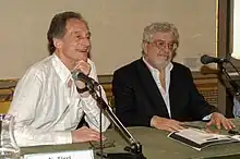 Con Ettore Scola (Presentación en Roma de Habíamos amado tanto a Cinecittà)