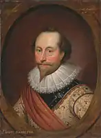 Retrato erróneamente considerado de Gust Hamilton, se sabe que es Alexander Temple (1620) en el Centro Yale de Arte Británico
