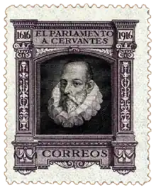 En 1916 España emitió el primer sello de correos con la imagen de Cervantes.